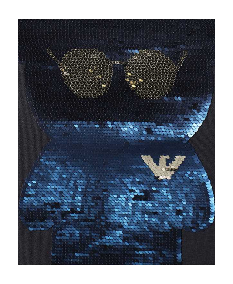 EMPORIO ARMANI BEAR PATTERN ROUND COLLAR SHORT-SLEEVED T-SHIRT
