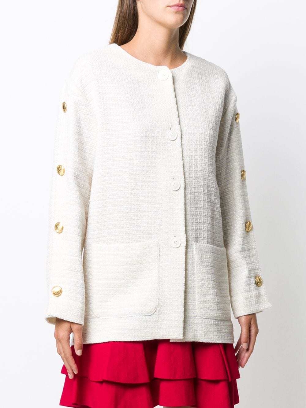 Moschino Button Details Loose Cardigan In White