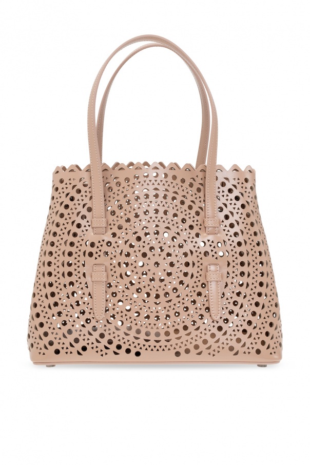 Alaïa Alaia Sable Mina 32 Laser-cut Leather Tote Bag In Nude