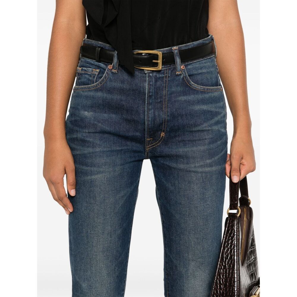 Tom Ford Dark Blue Flared High Rise Jeans In Blue