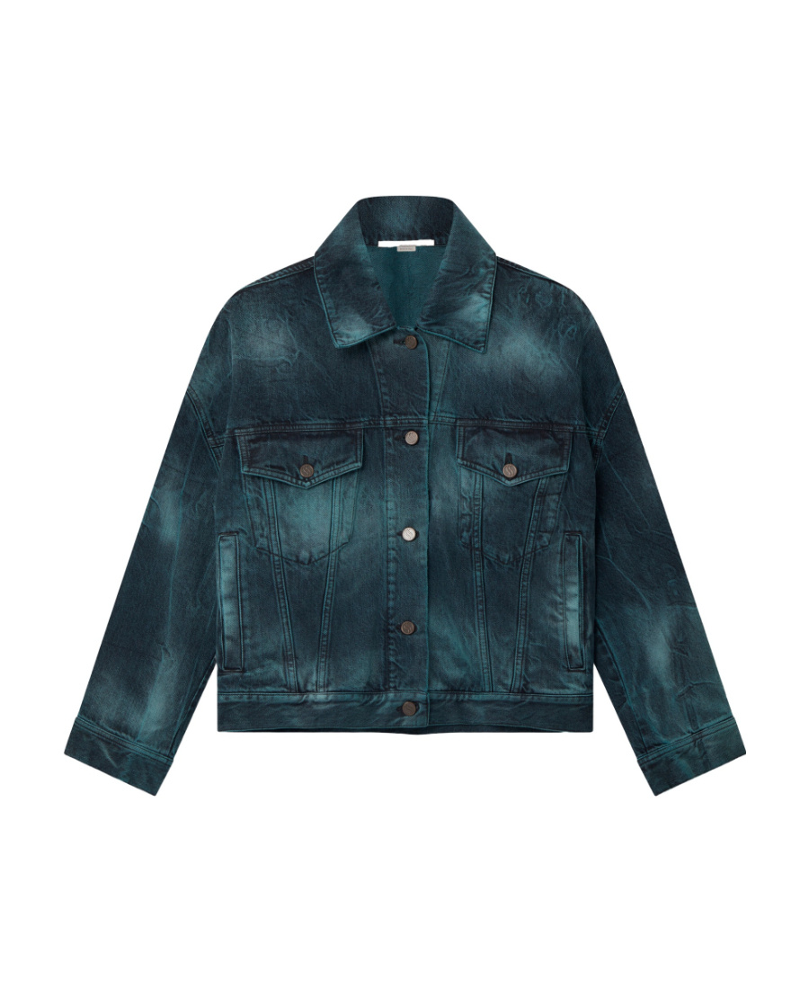 Stella Mccartney Tie-dye Oversized Denim Jacket In Black