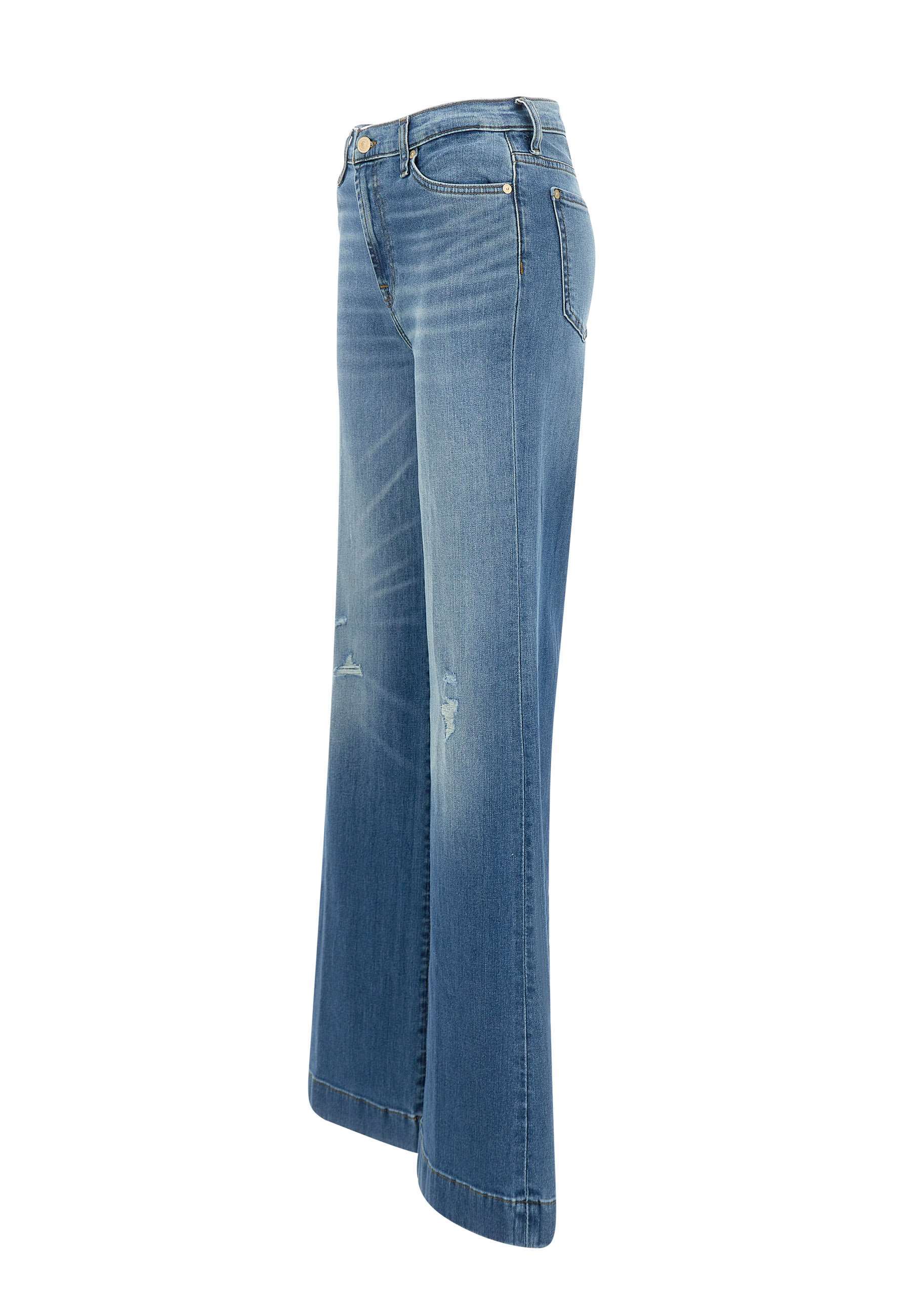7 For All Mankind Modern Slim Illusion Distressed Jeans In Blue