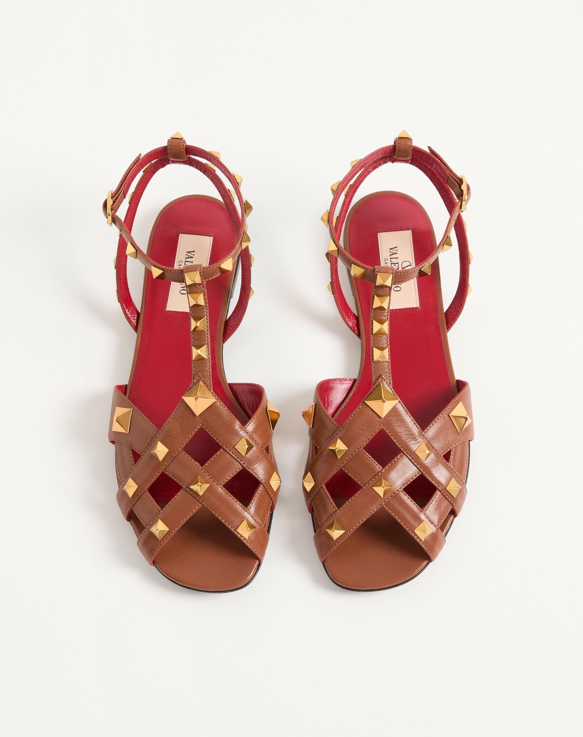 Valentino Studdy Kidskin Sandal In Brown