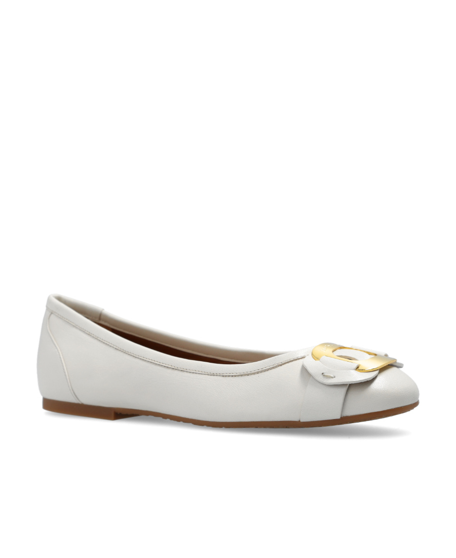 See By Chloé Round Head Ballet Shoes In White