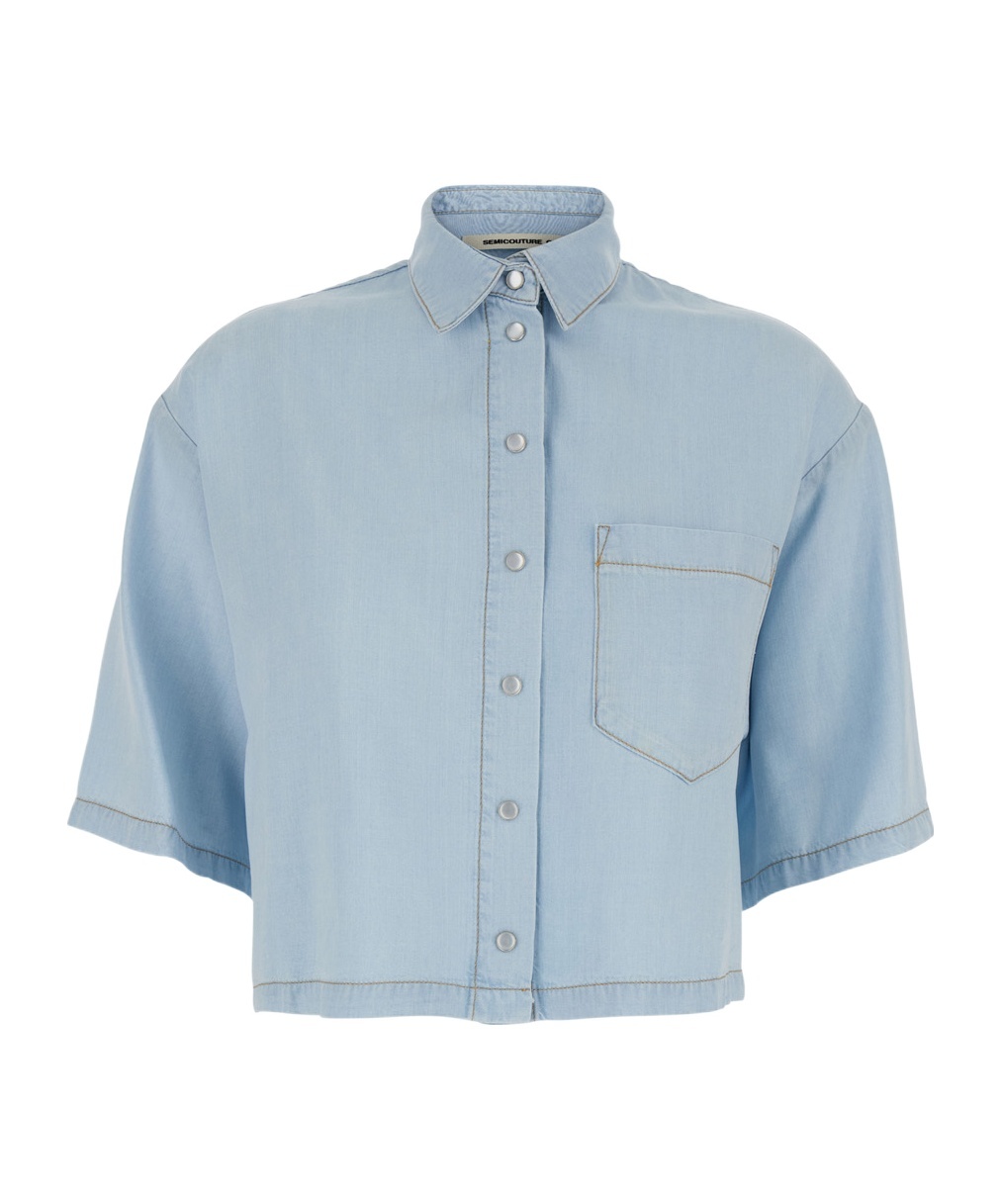 Shop Semicouture Damiana Shirt In Light Blue