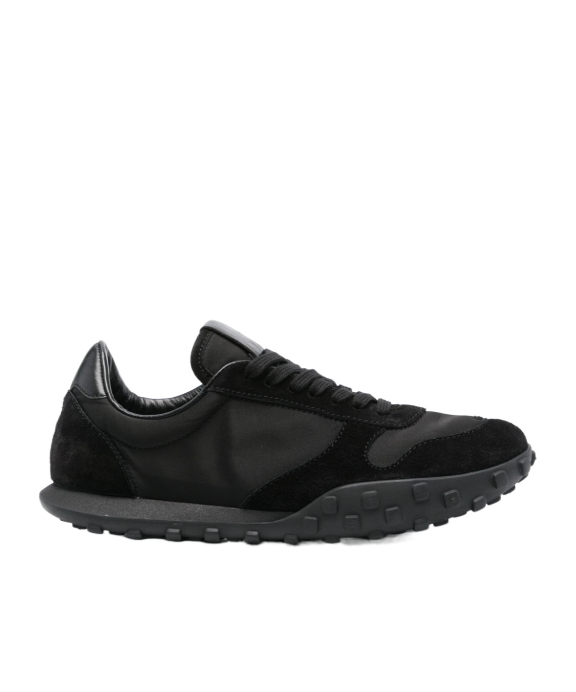Jil Sander Suede Panel Round Toe Rubber Sole Sneakers In Black