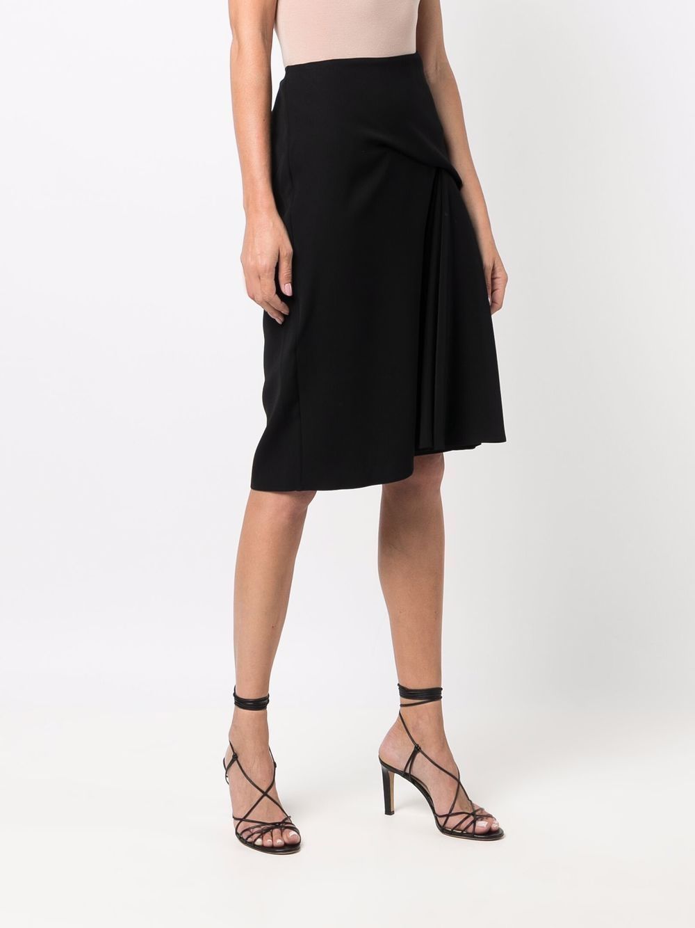 Versace Chic Midi Skirt With Side Zip Closure In Blue