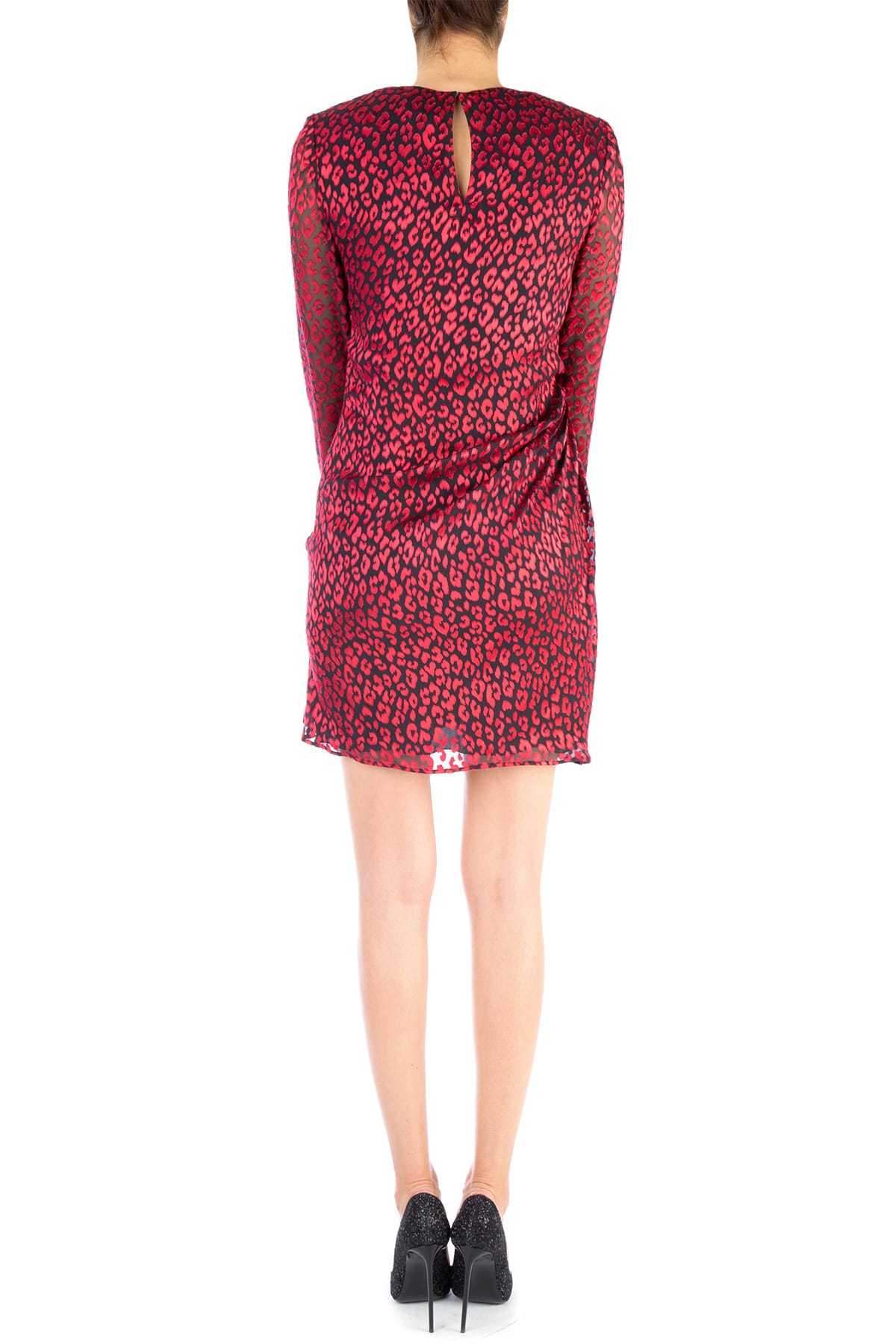 Saint Laurent Silk Pleated Detail Dress In Red