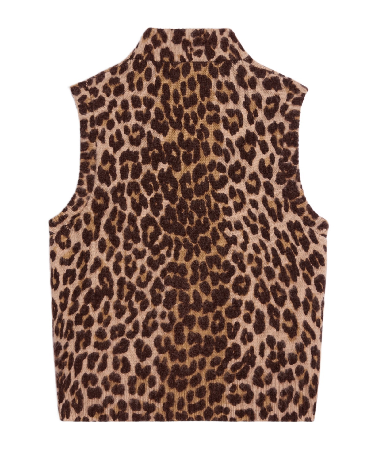 Celine Leopard Print Cashmere Roll Neck Sweater In Brown