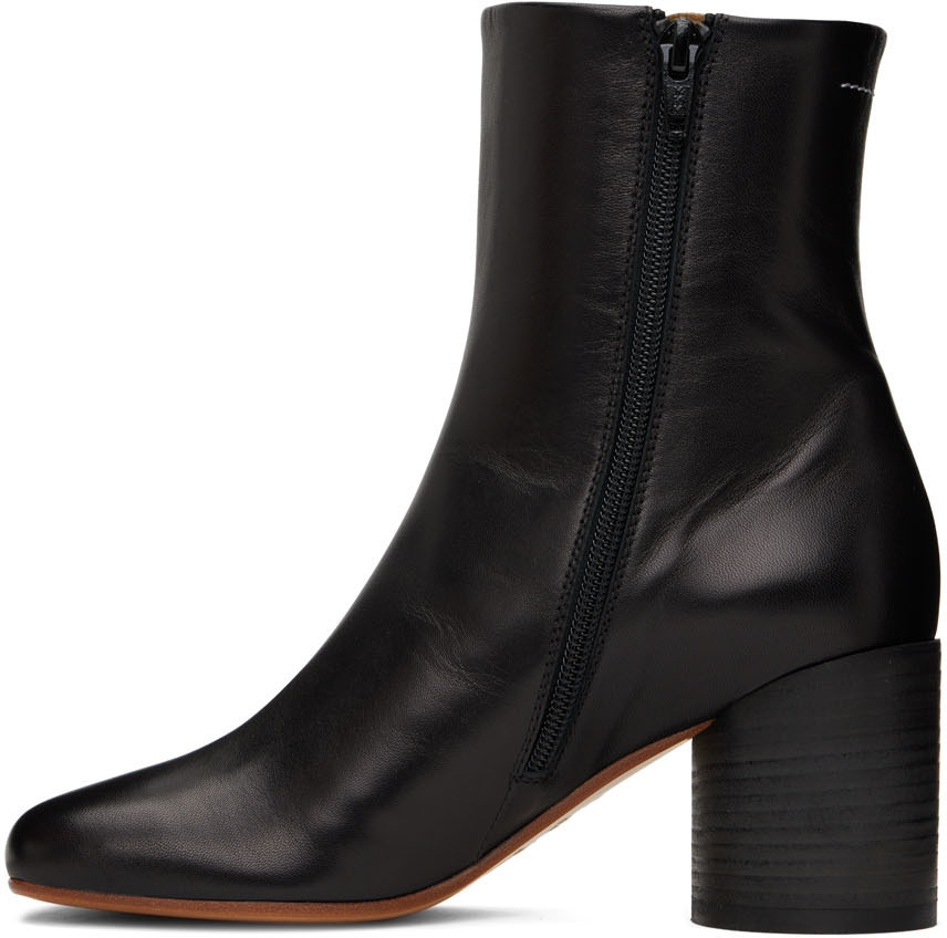 Mm6 Maison Margiela Anatomic Square Toe Zipped Boots In Black