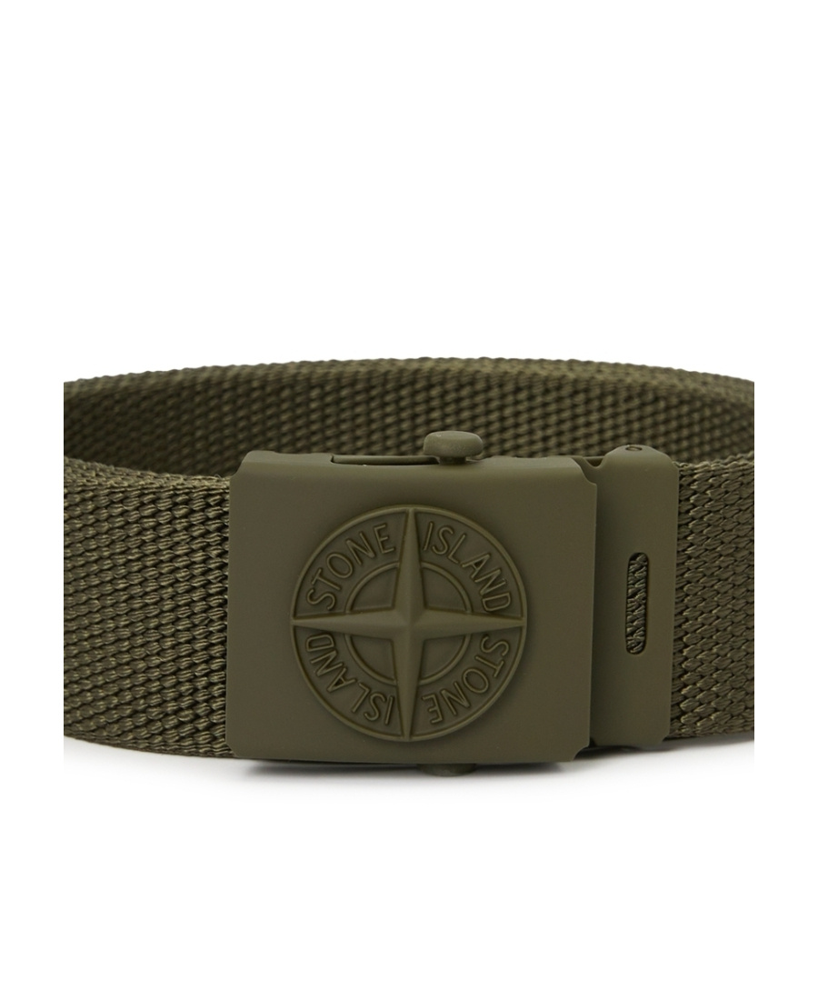 Stone Island Debossed-logo Detail Buckle Belt In Brown