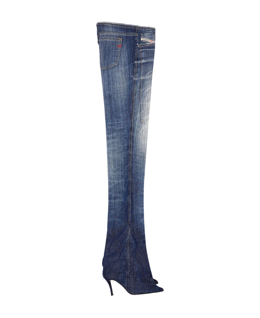 Diesel Heeled Low-rise Bootcut Jeans In Blue