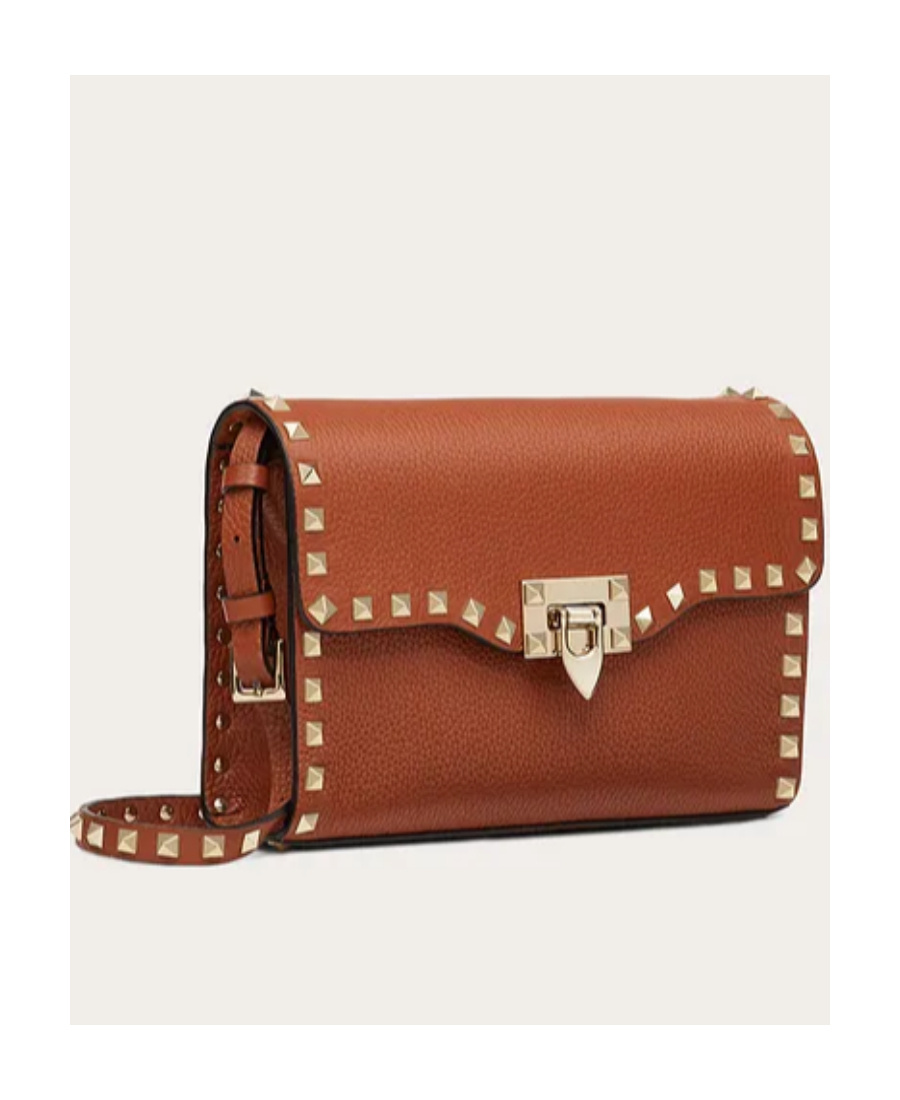 Valentino Small Rockstud Crossbody Bag In Brown