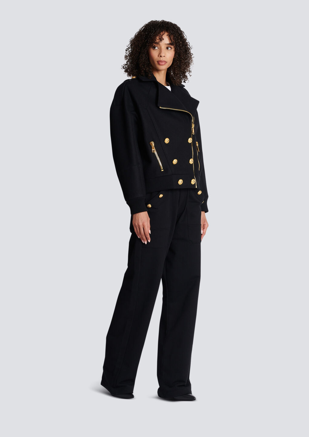 Balmain Zip-up Wool Jacket In Black
