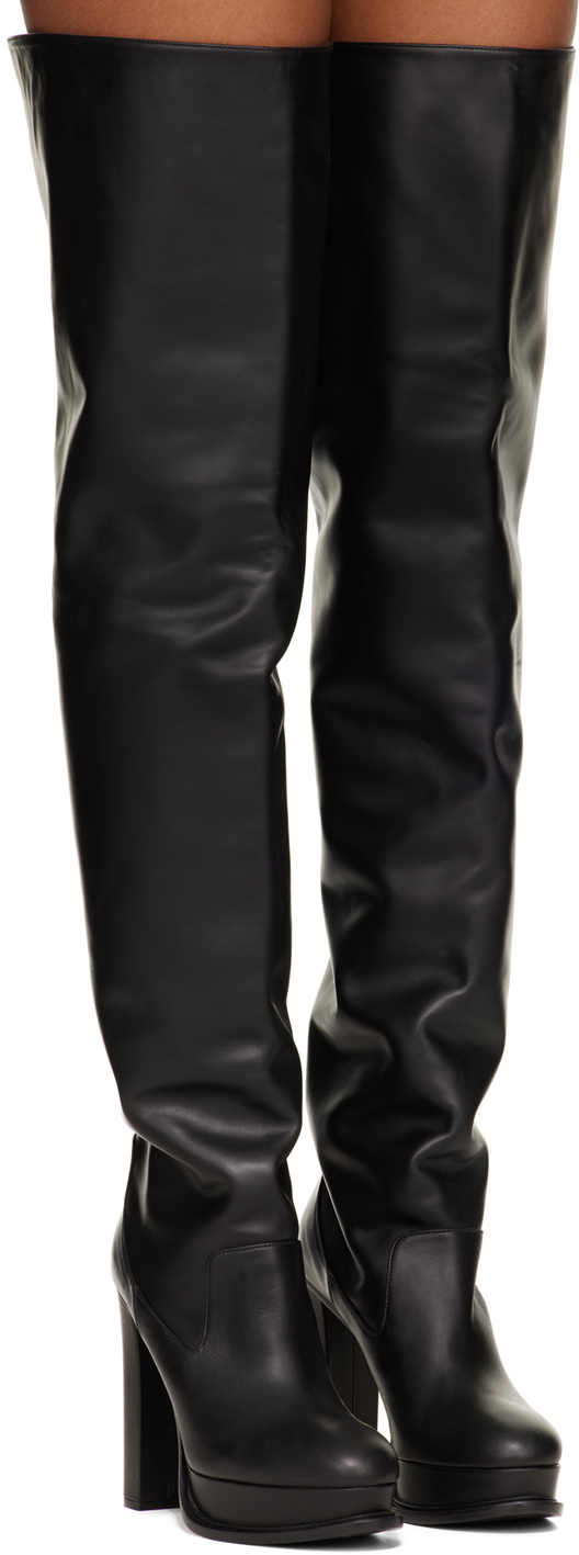Alexander Mcqueen Platform Thigh-high Boots In Black