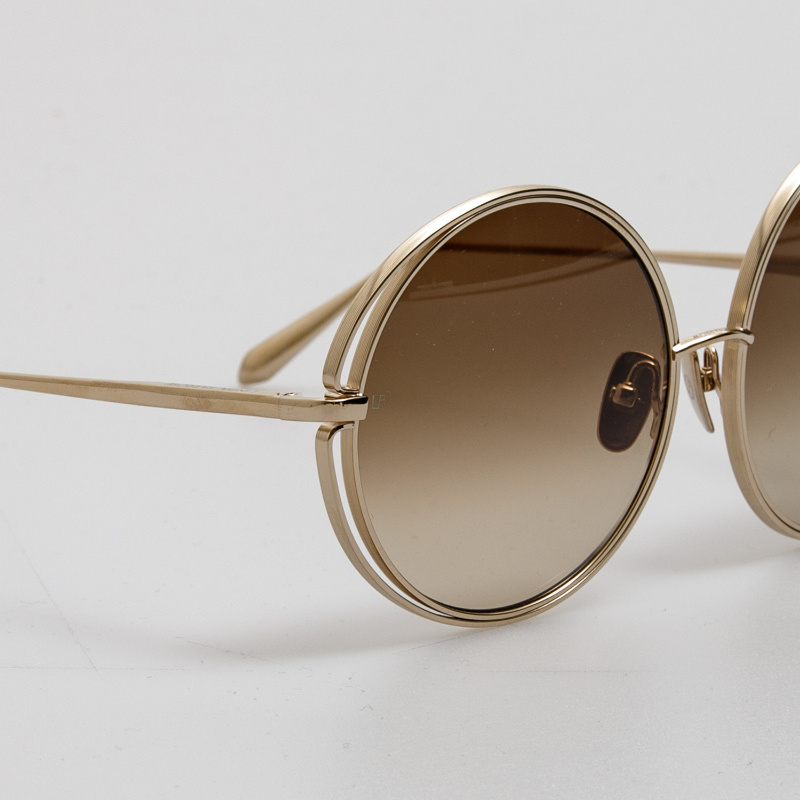 Linda Farrow Selene Round Sunglasses In Gradient Mocha In Brown
