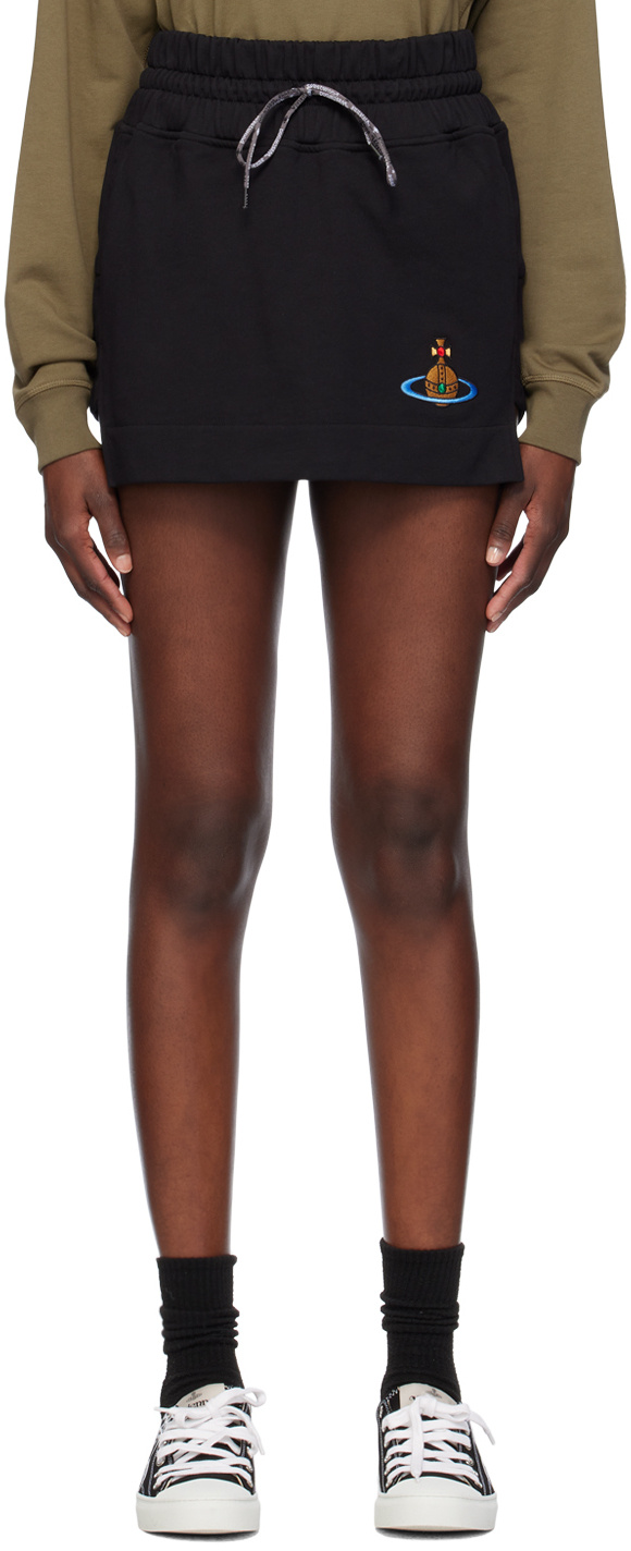 Vivienne Westwood Boxer Cotton Jersey Mini Skirt W/logo In Black