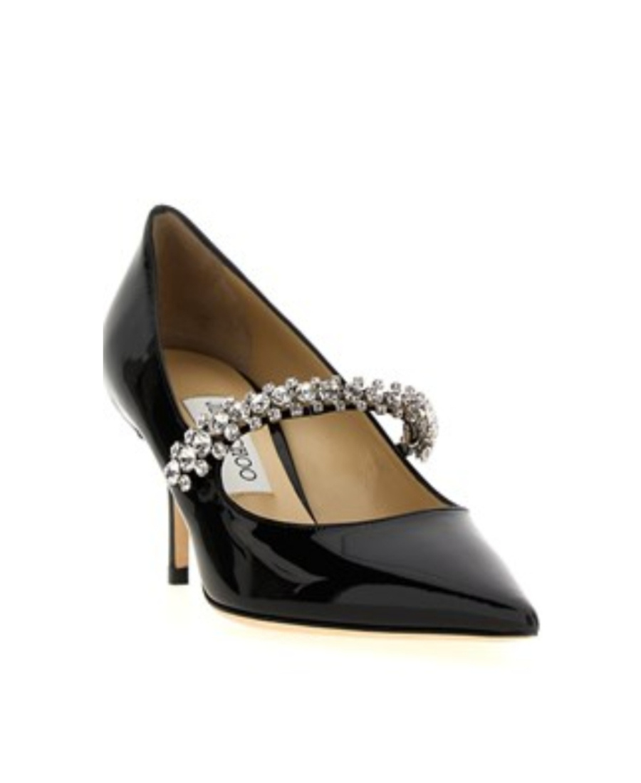 Jimmy Choo Jewel Strap Pointed Toe Pumps In Black