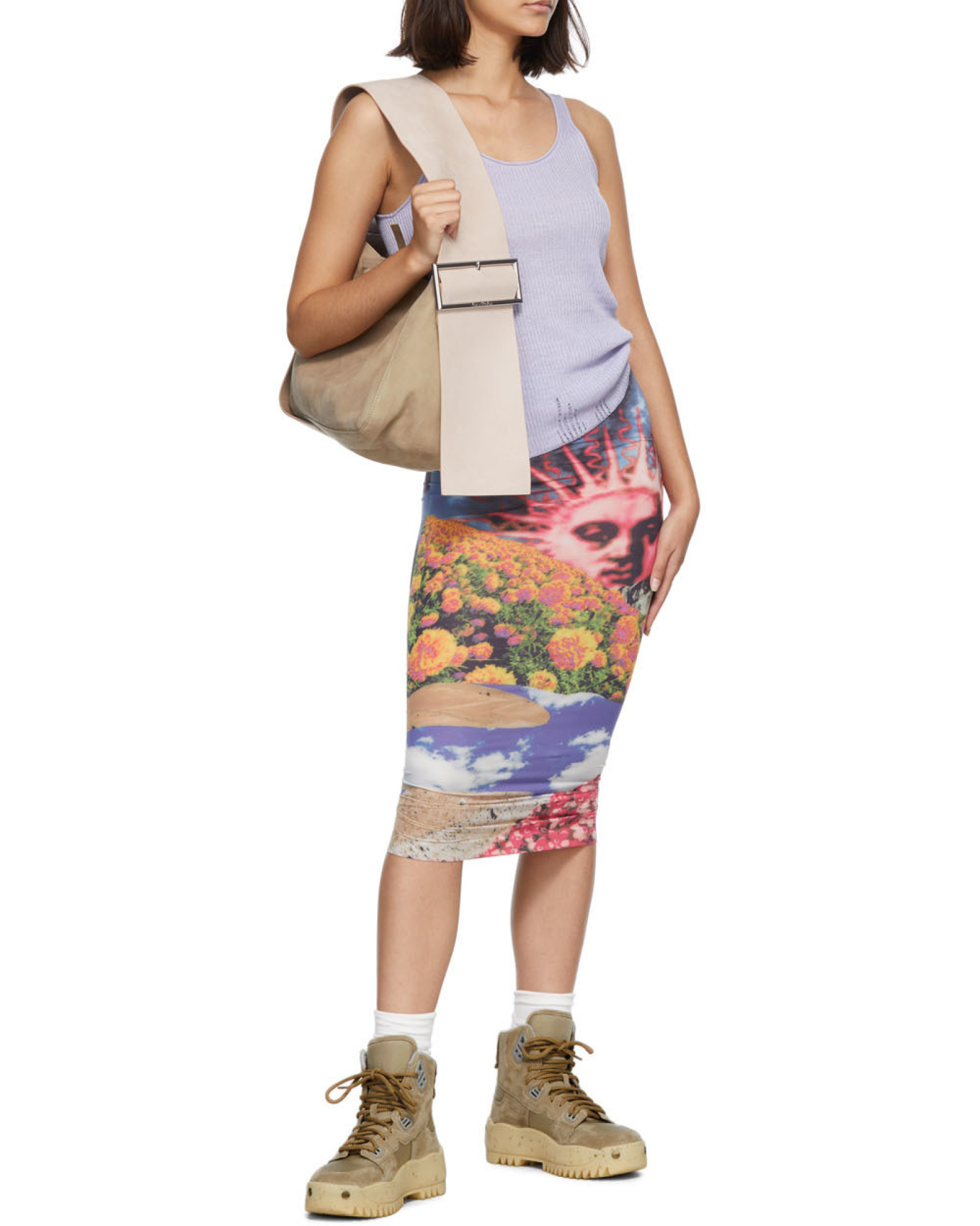 Acne Studios Purple Linen Rib Knit Tank Top In Purple