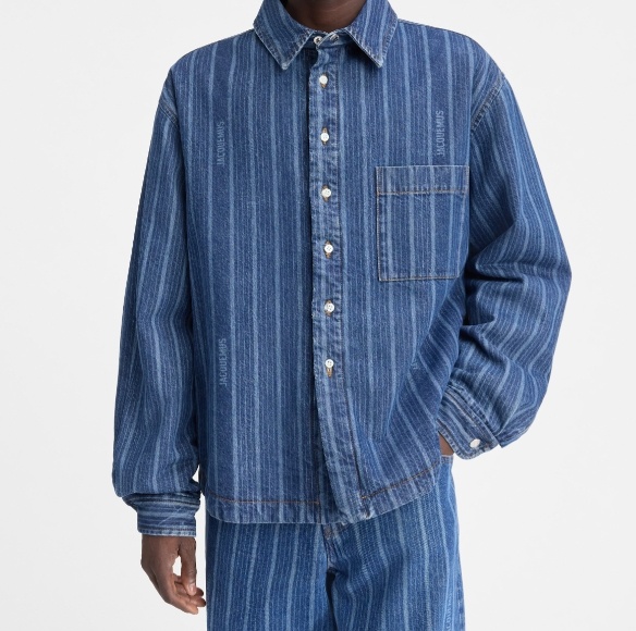 Jacquemus La Chemise Boulanger Blue Stripe Cotton Shirt In Blue