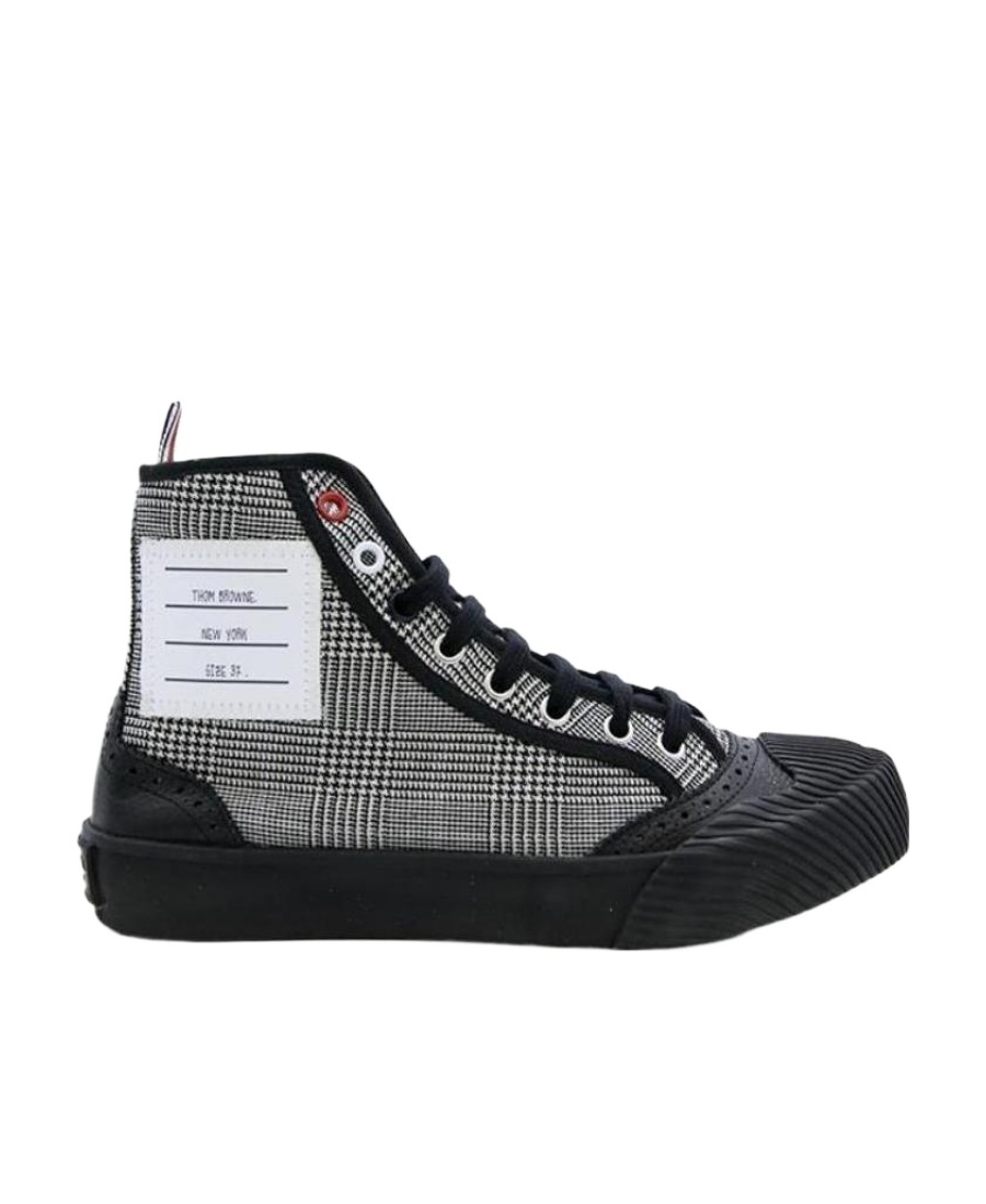 Thom Browne Checkered Round-headed Casual Sports Shoes In Black