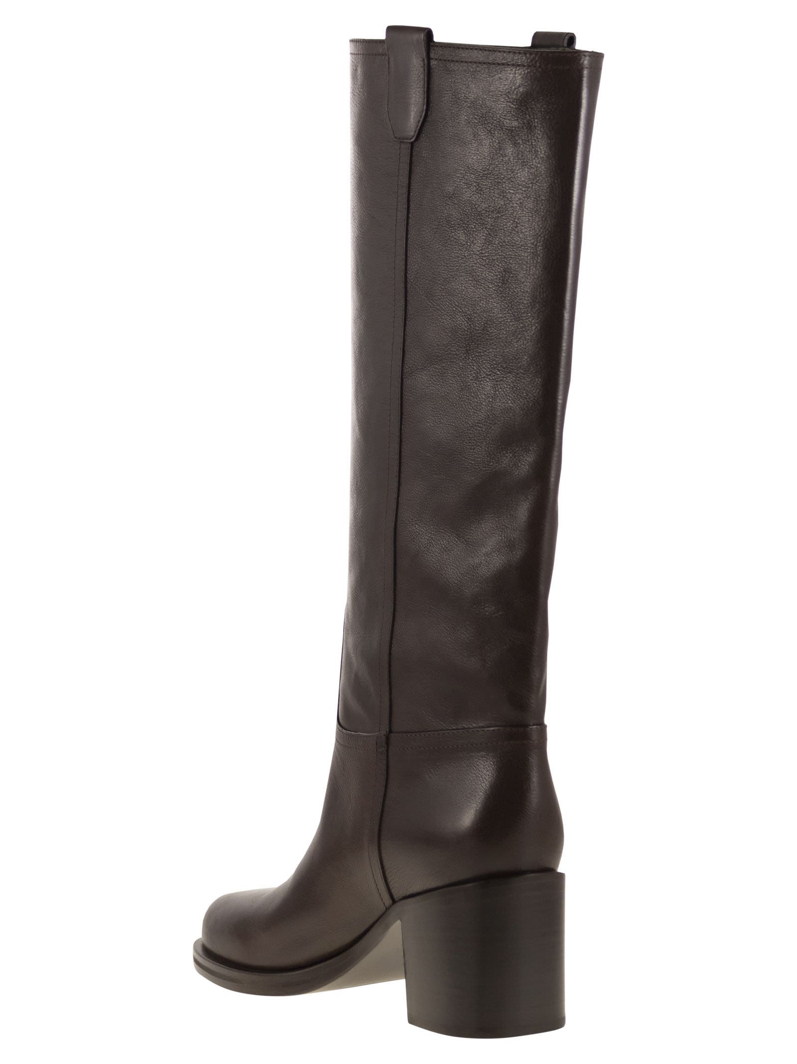 Brunello Cucinelli Leather Knee-high Boots In Black