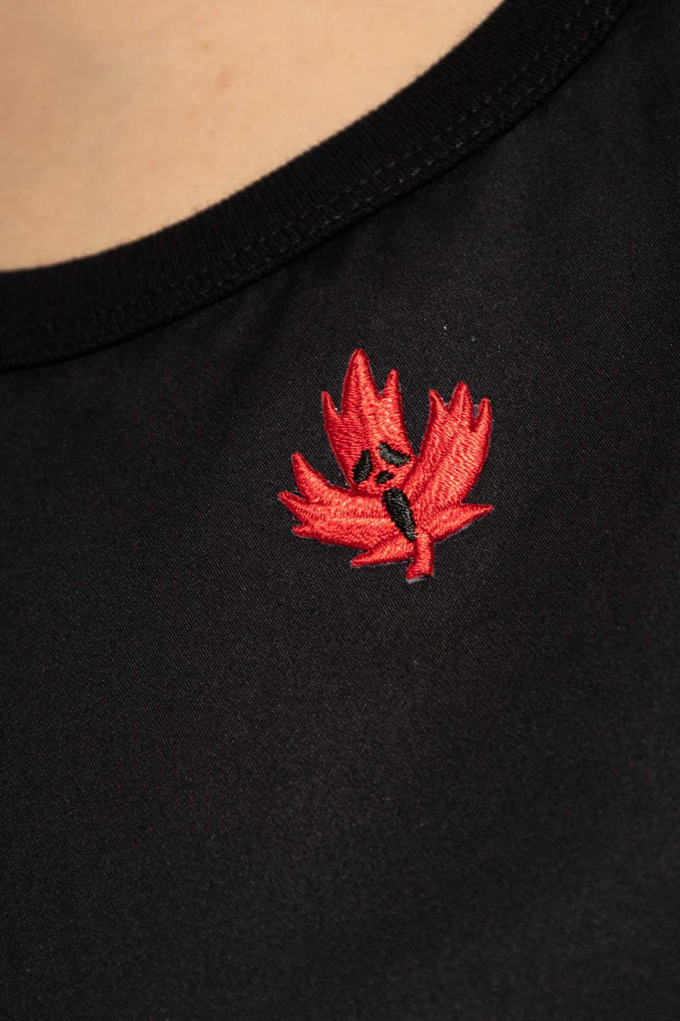 Dsquared2 Embroidered-logo Cotton Top In Black