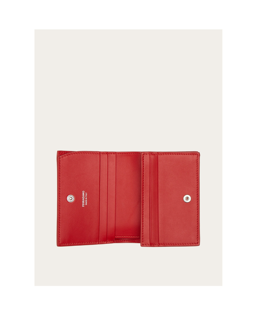 Ferragamo Gancini Compact Wallet In Red
