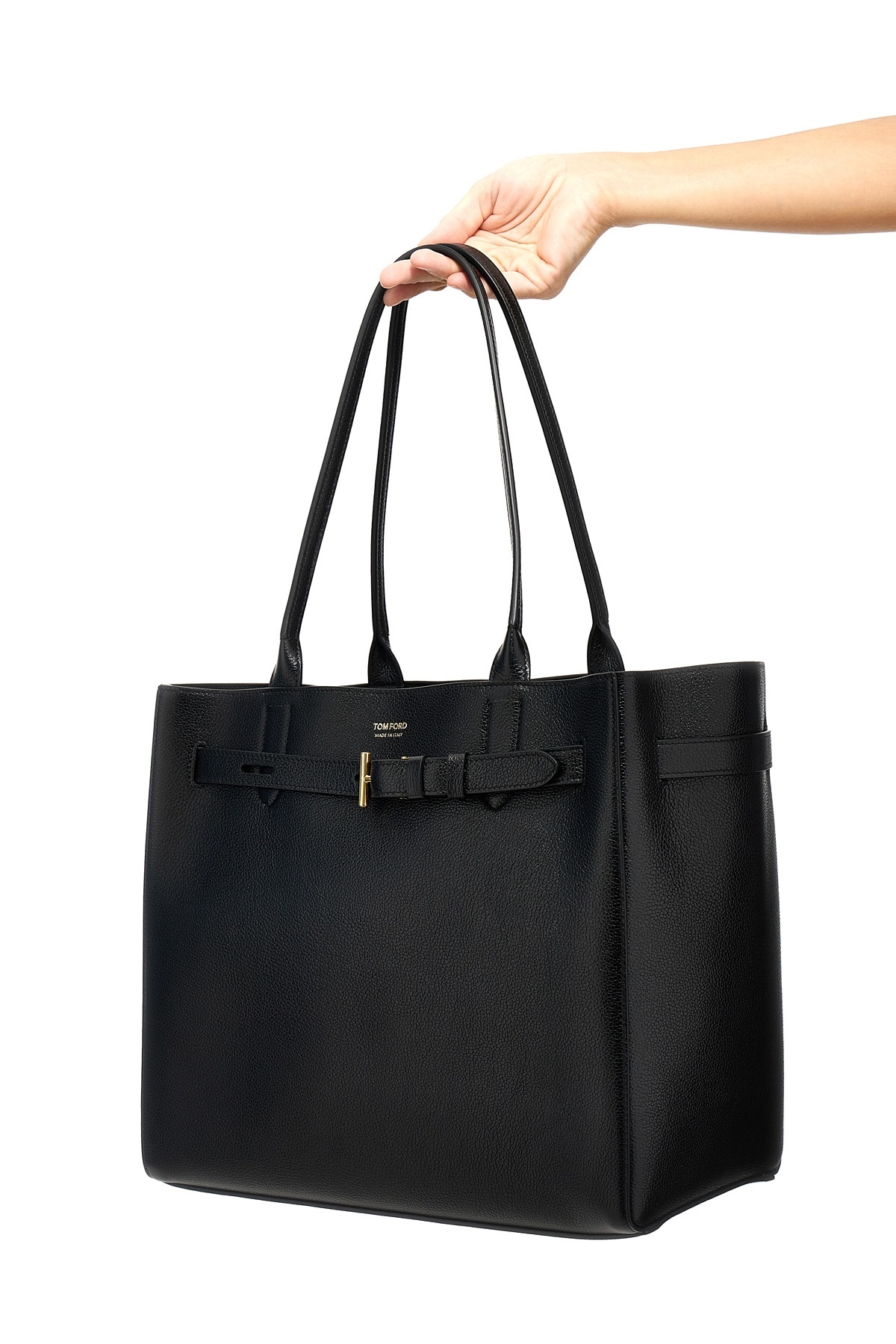 Tom Ford Leather Tote Bag In Black