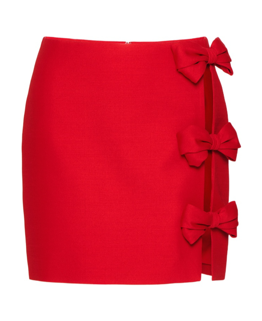 Valentino Crepe Couture Bow-detail Miniskirt In Red