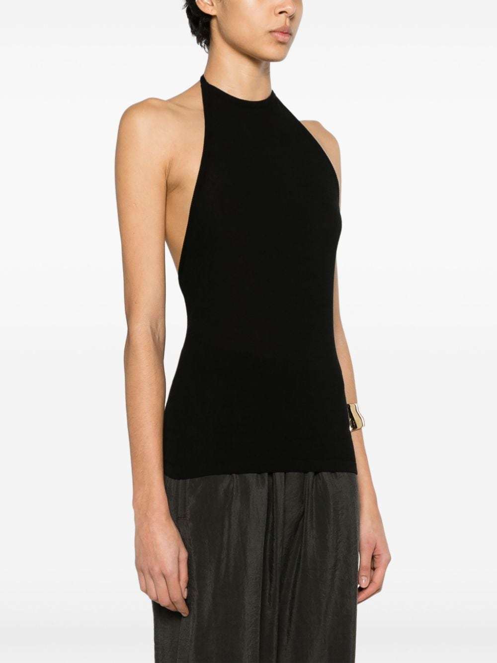 Lemaire Open-back Knitted Halterneck Top In Black