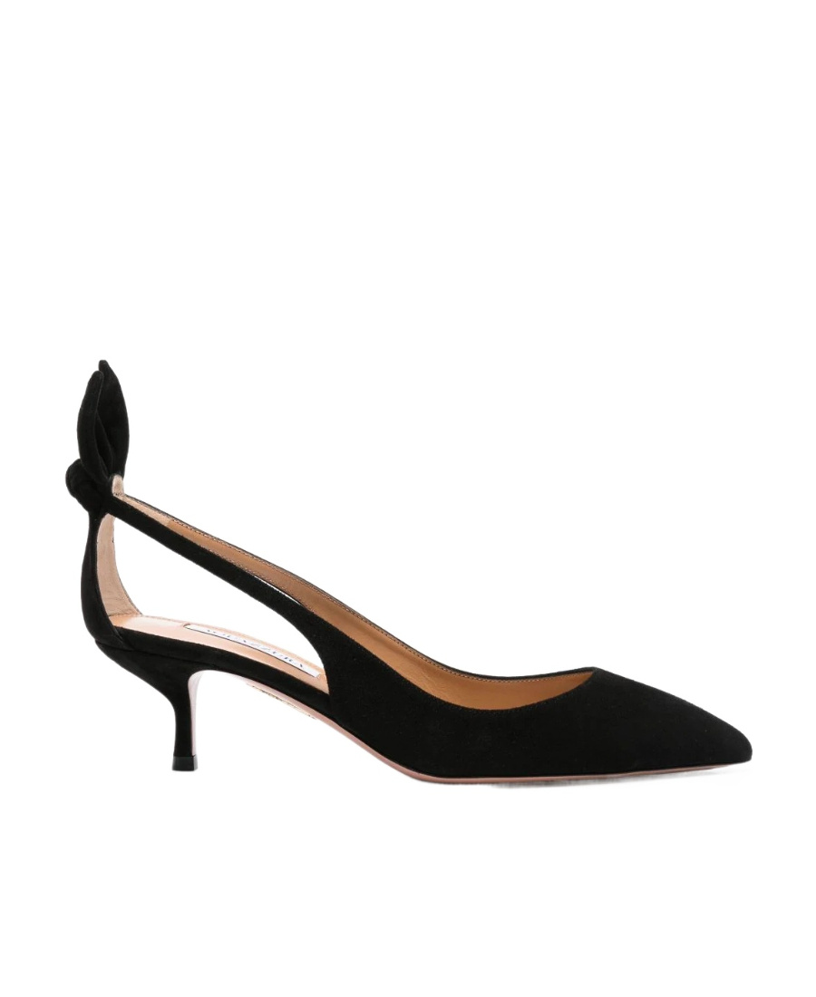 Aquazzura 50 Bow-tie Suede Pumps In Black