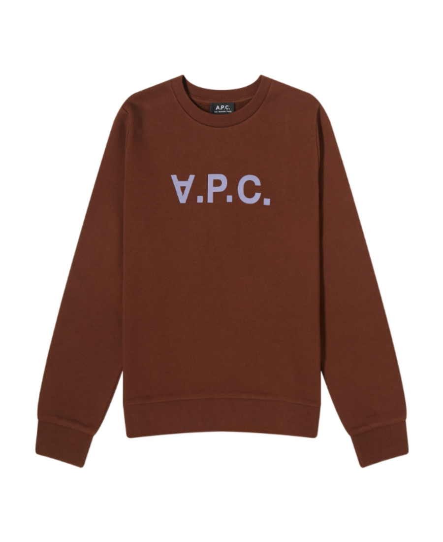 Apc A.p.c. Flocked Logo Crewneck Sweatshirt In Brown