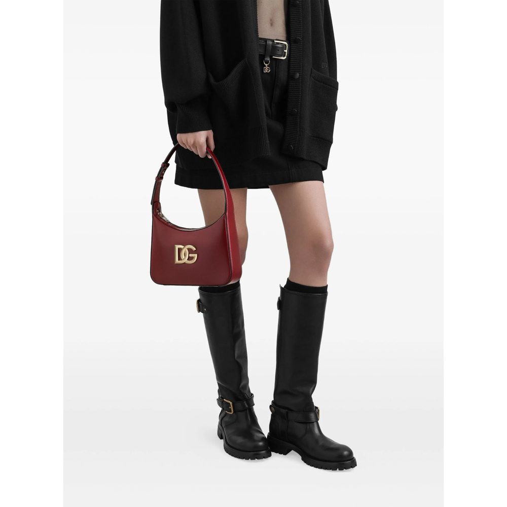 Dolce & Gabbana Leather Shoulder Bag In Burgundy