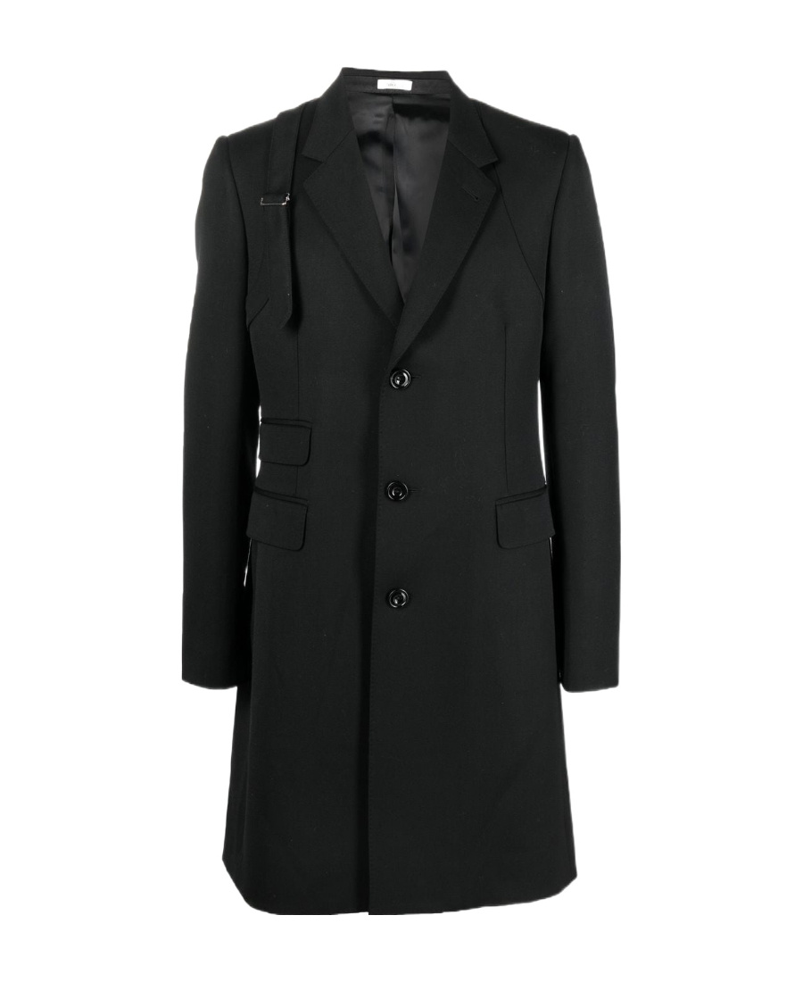 Alexander Mcqueen Single-breasted Tailored Wool Coat In Black