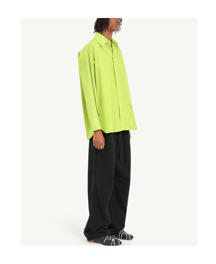 Mm6 Maison Margiela Numbers-embroidered Poplin Shirt In Green