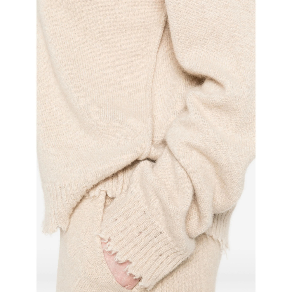 Uma Wang Beige Cashmere Sweater With Distressed Details In Neutral