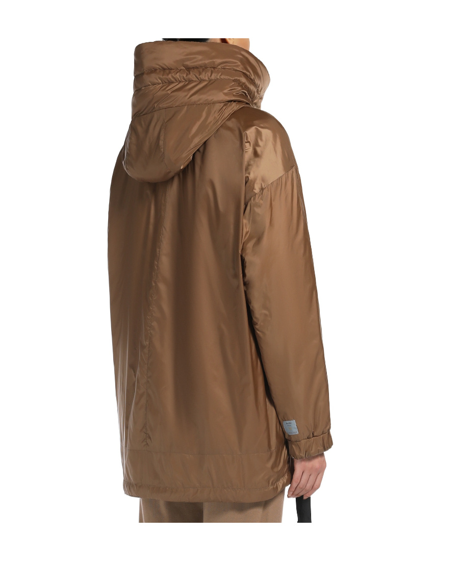 Max Mara Double-sided Down Jacket With Logo In Brown