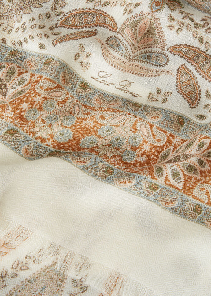 Loro Piana Yoyogi Square Cashmere Scarf In White