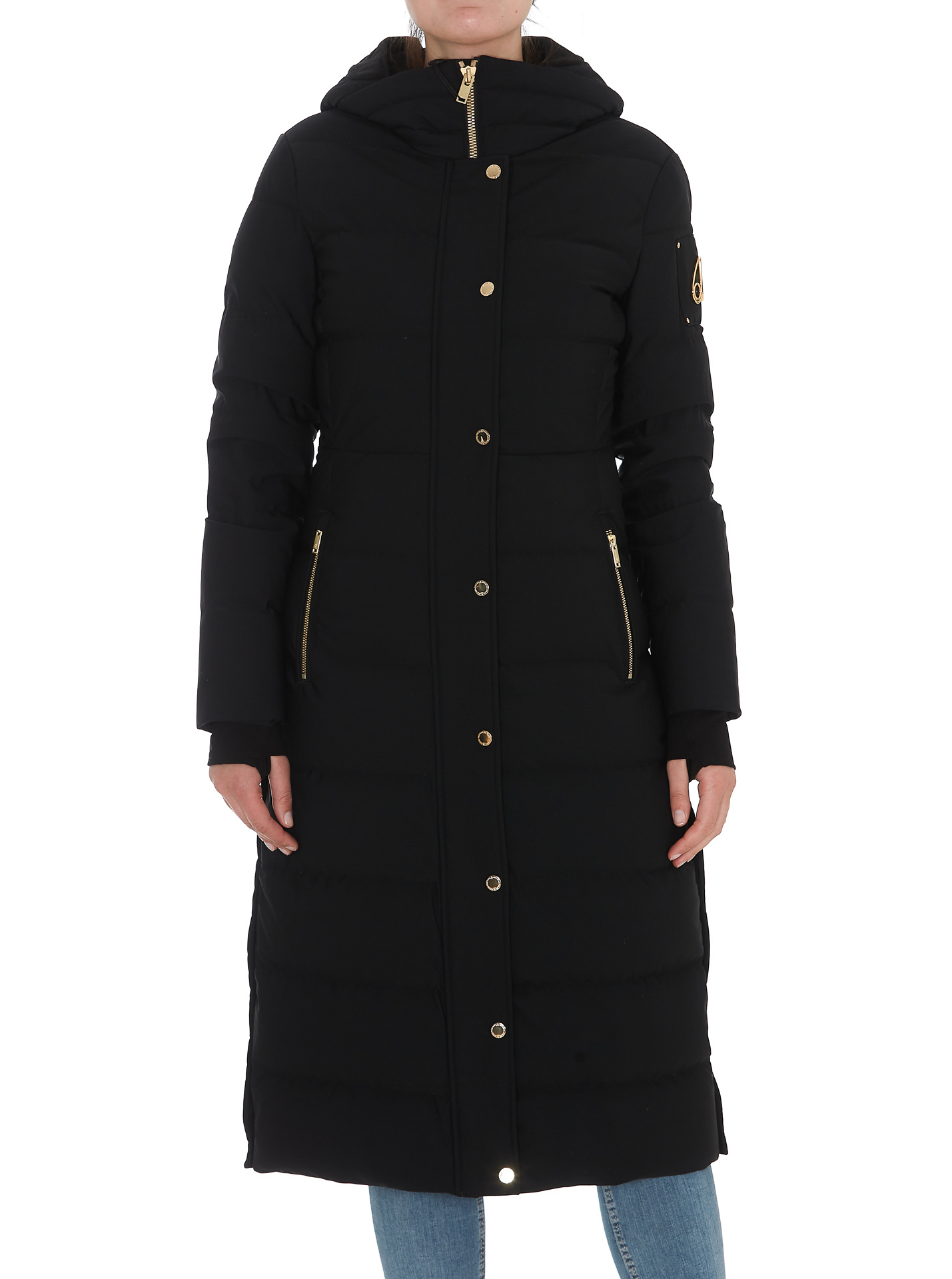 Moose Knuckles Hooded Down Jacket In Black