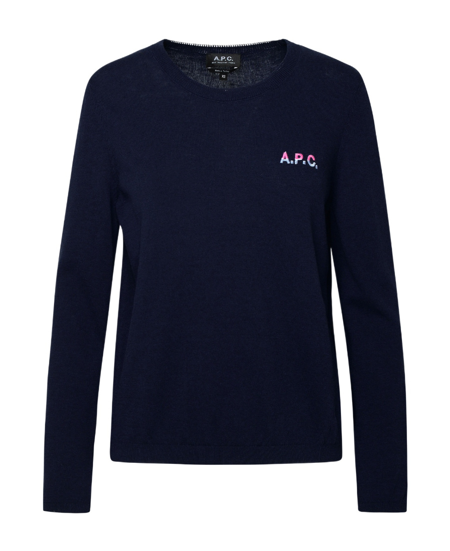 Apc Blue Soft Cotton Sweater In Black