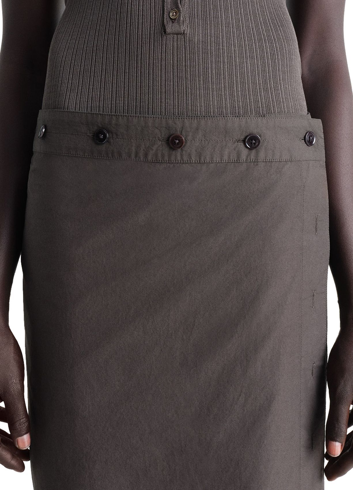 Shop Lemaire Buttoned Long Skirt In Brown