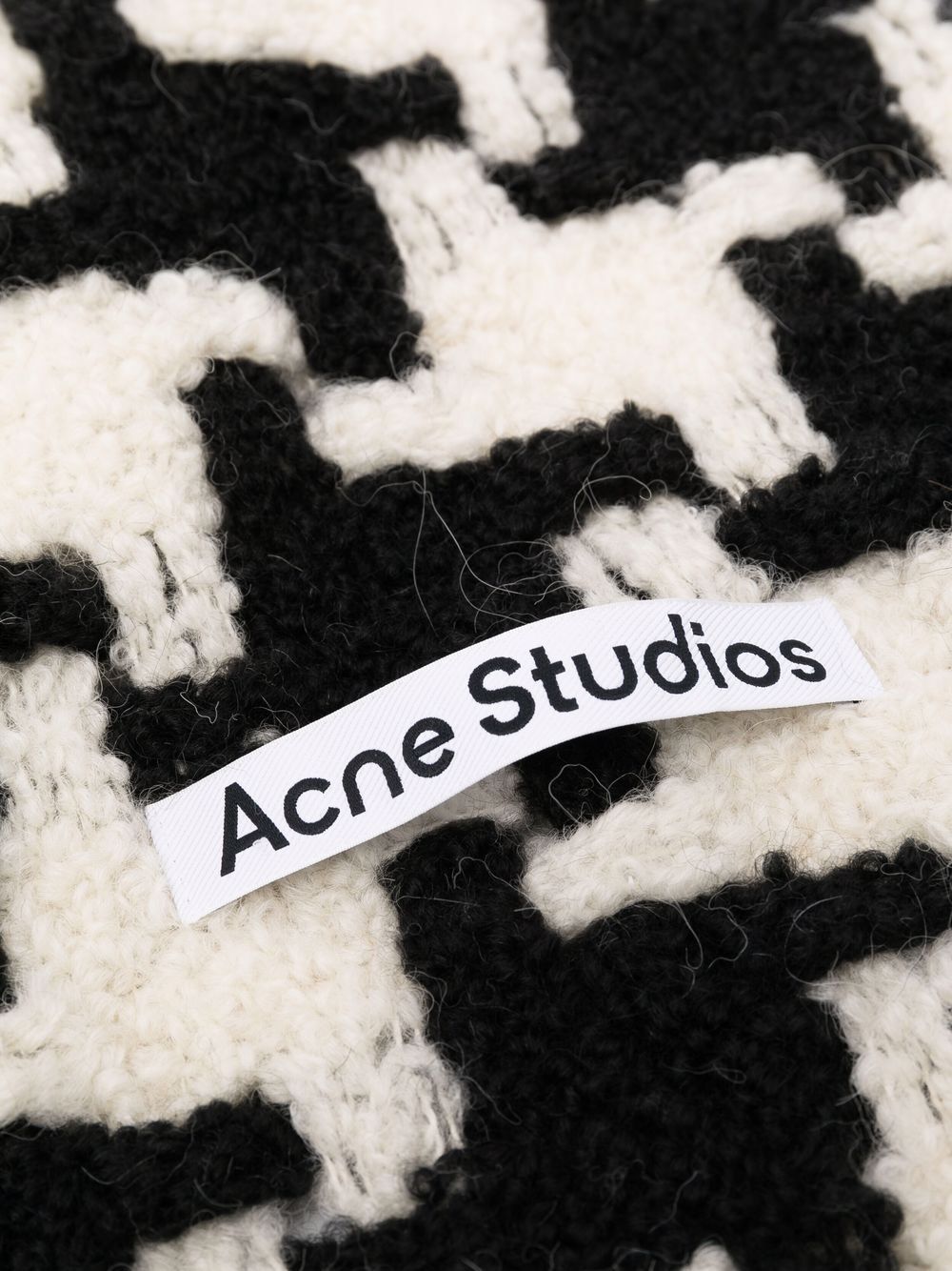 Acne Studios Houndstooth-pattern Knitted Scarf In Black