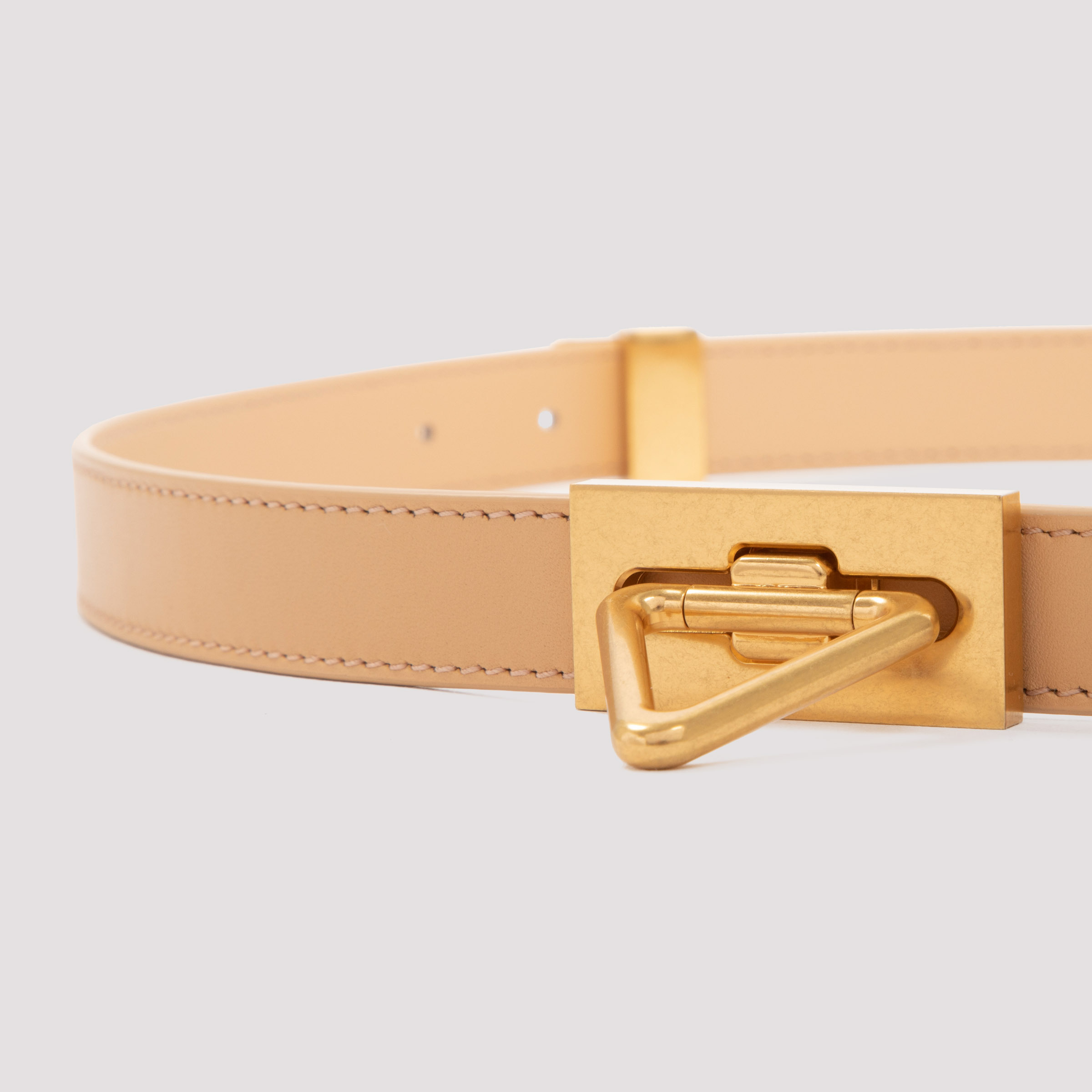 Bottega Veneta Triangle Buckle Belt In Nude