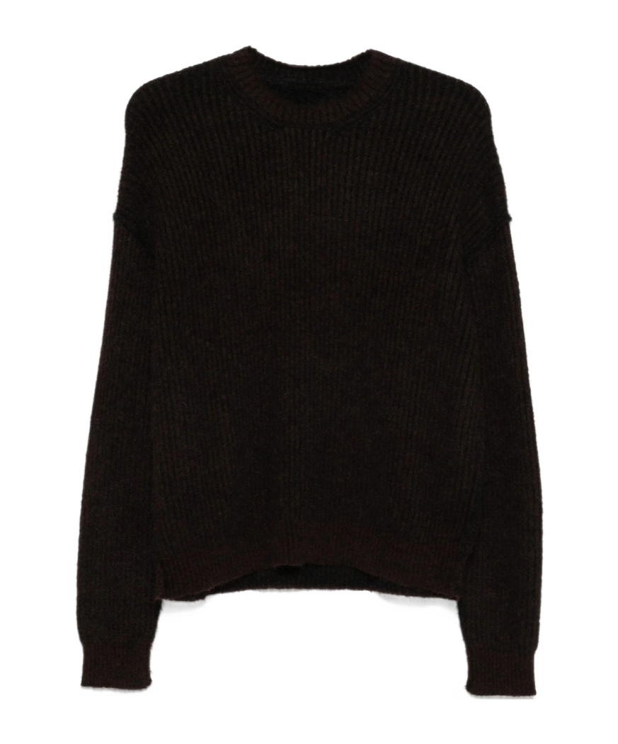 Uma Wang Ribbed Crew-neck Sweater In Brown