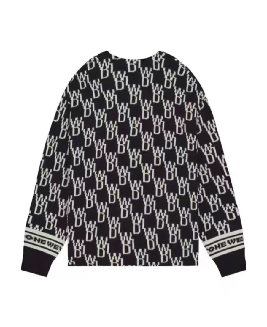 We11 Done Monogram V-neck Cardigan In Black