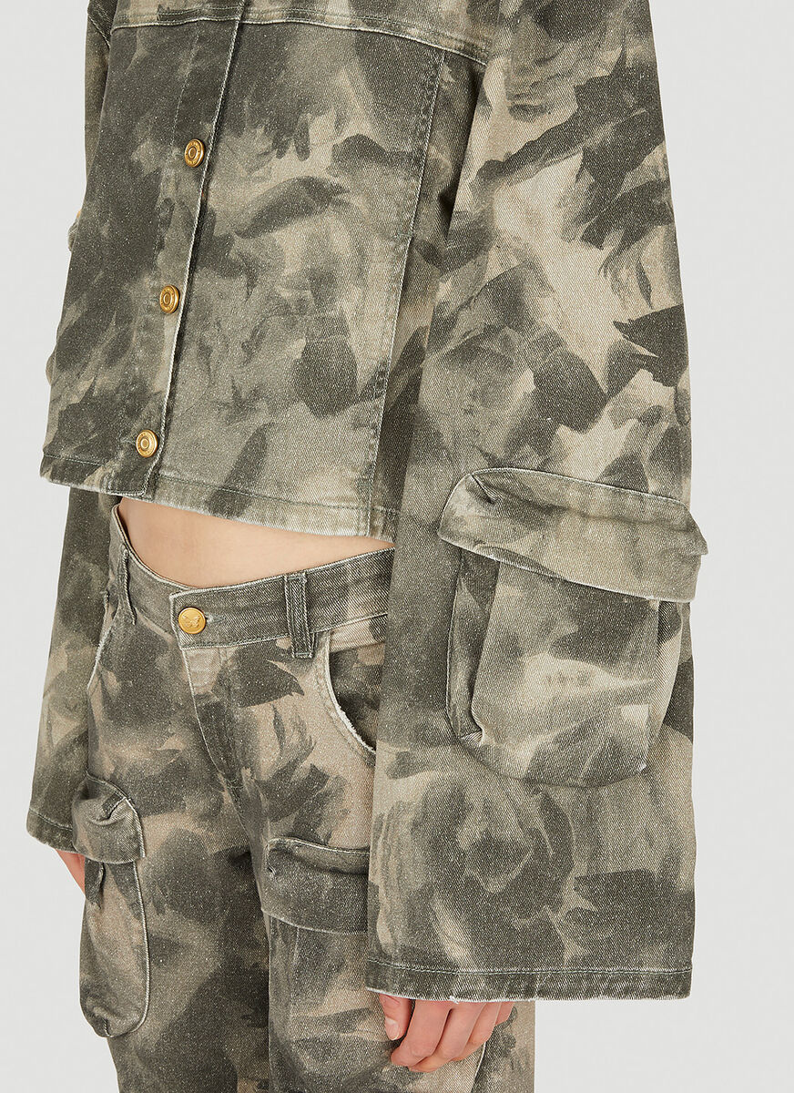 Blumarine Camouflage Cargo Jacket In Nude