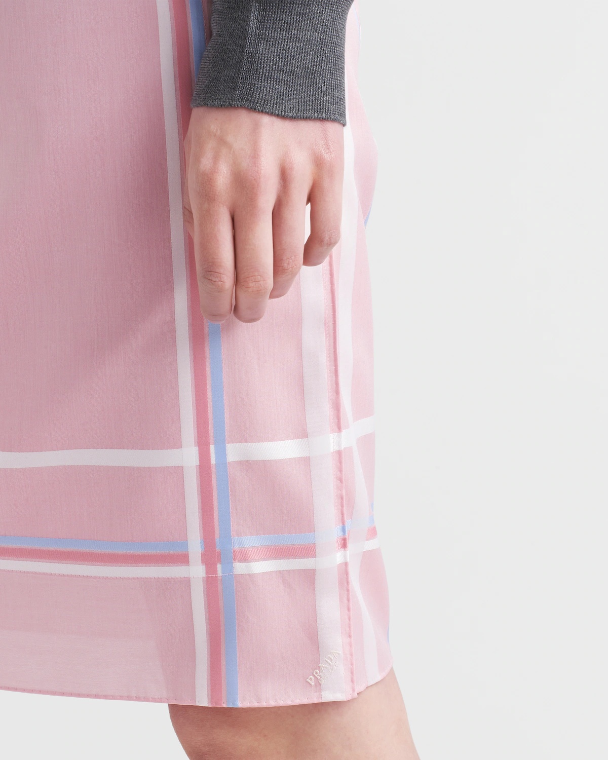 Prada Short Batista Cotton Check Skirt In Pink