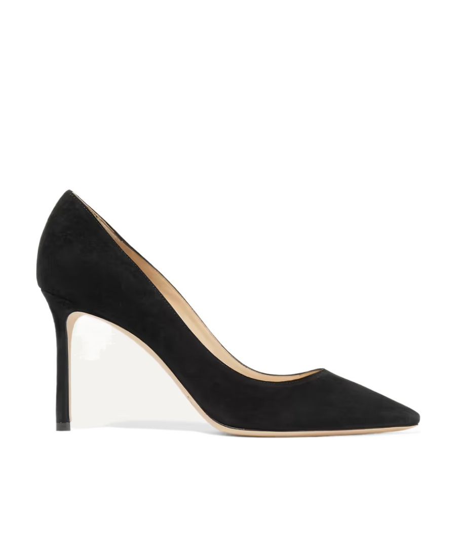 Jimmy Choo Romy 85 Spitze Pumps Aus Schwarzem Leder Mit Eidechsen-print In Black