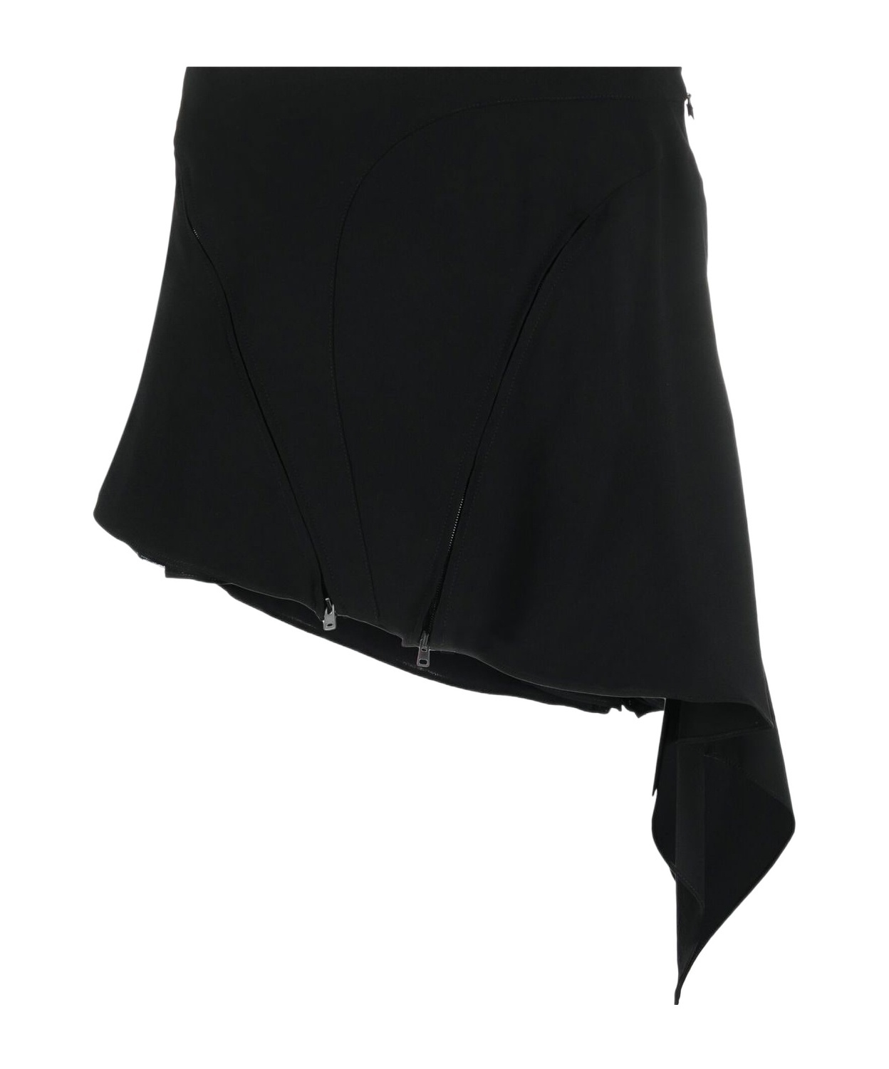 Mugler Asymmetric Draped Miniskirt In Black